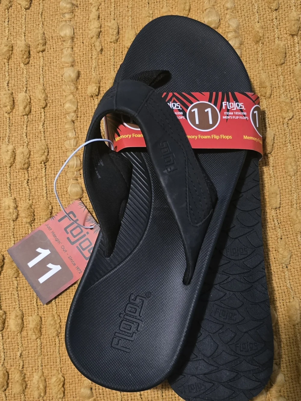 Flojos Men’s Black Memory Foam Flip Flops
